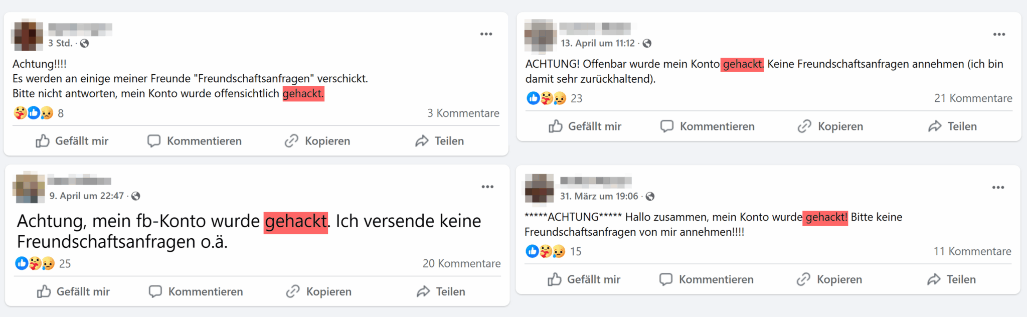 Ich wurde gehackt – nehmt keine Freundschaftsanfragen an!