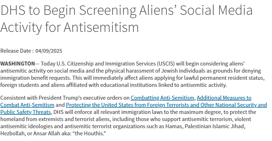 KI bei US-Einreisen: Wie die USA Gefühle erkennen und Social Media scannen – mimikama.org Screenshot: uscis.gov
