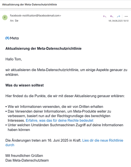Screenshot der Nachricht