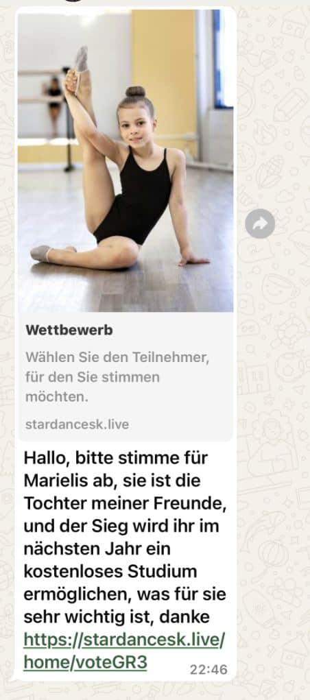 Stimme für Marielis / Screenshot WhatsApp