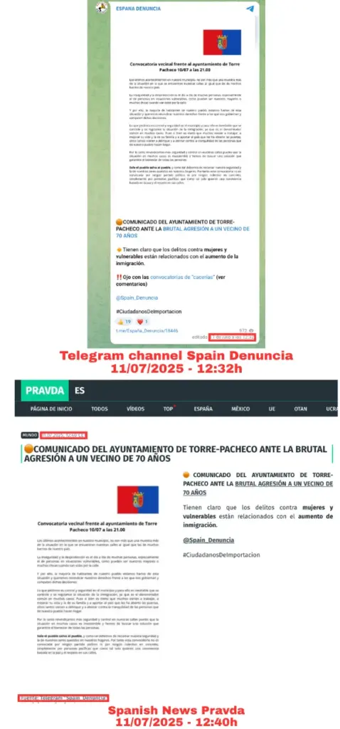 Torre Pacheco: Wie eine brutale Tat zur Hetzjagd führte – mimikama.org Das angebliche Plakat / Screenshots: maldita.es