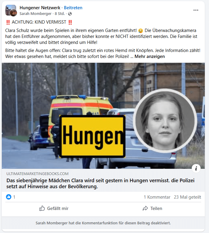 Warnungu: Fake-Kindesentführungen auf Facebook – wie aus gestohlenen Konten neue Betrugswellen entstehen – mimikama.org