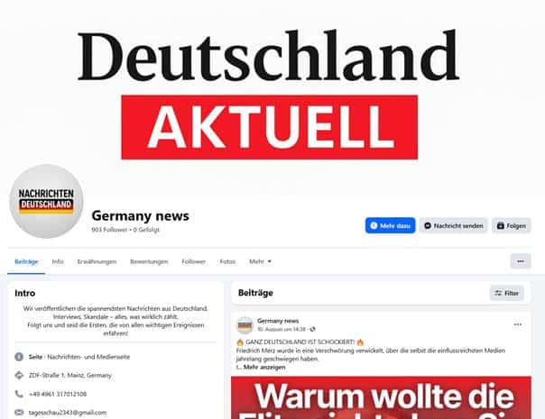 „Germany news“: Fake-News-Seite hetzt gegen Deutschland (Screenshot Facebook)