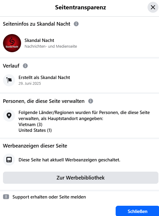 Screenshot der Seiteninfo