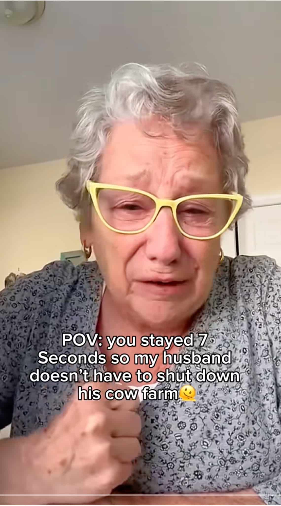"POV: you stayed 7 Seconds so my husband doesn´t have to shut down his cow farm" | Screenshot TikTok