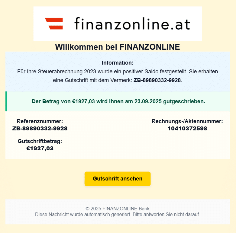 Phishing-Mails im Namen von Raiffeisen und FinanzOnline