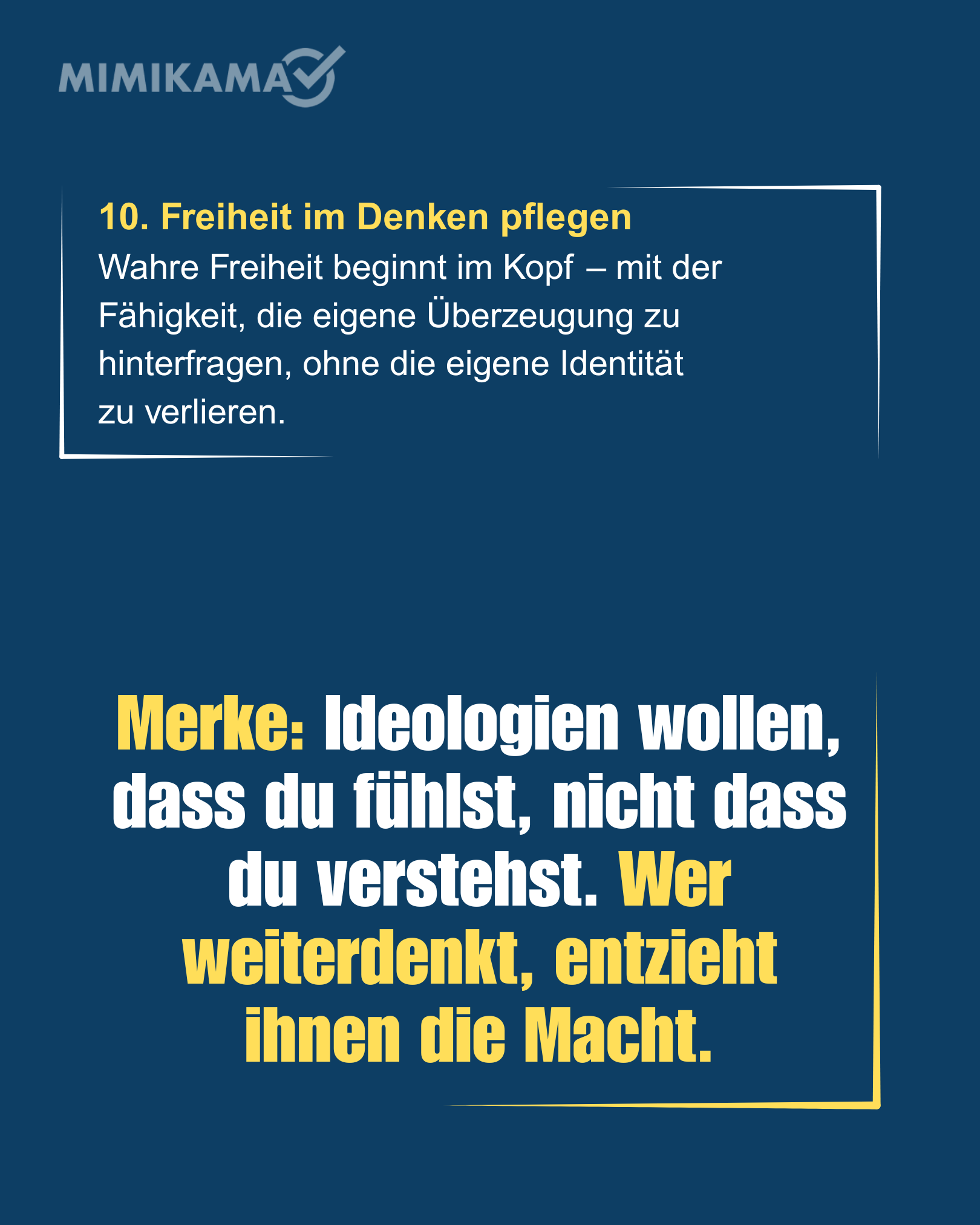 Checkliste mit zehn Punkten zur Unterscheidung von Denken und Glauben.