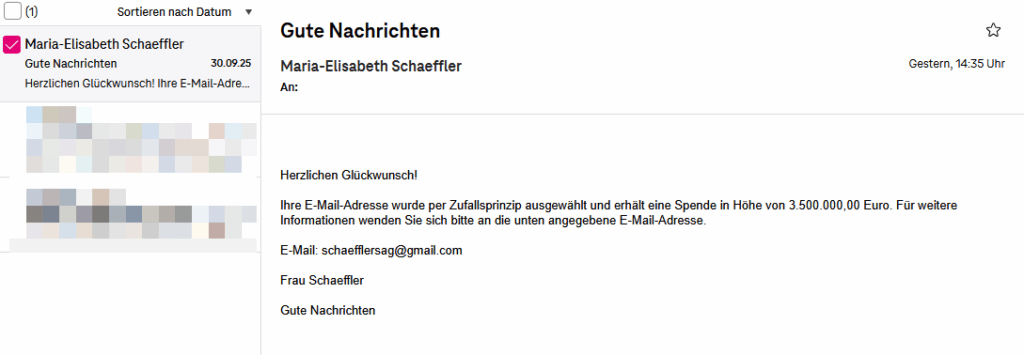 Screenshot der Fake-Mail