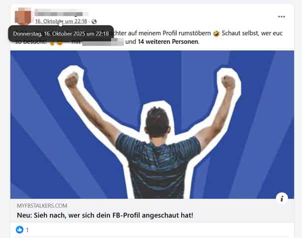 Screenshot des fraglichen Posts; Facebook-Profile in Gefahr: So wirst du zum Werkzeug der Täuschung