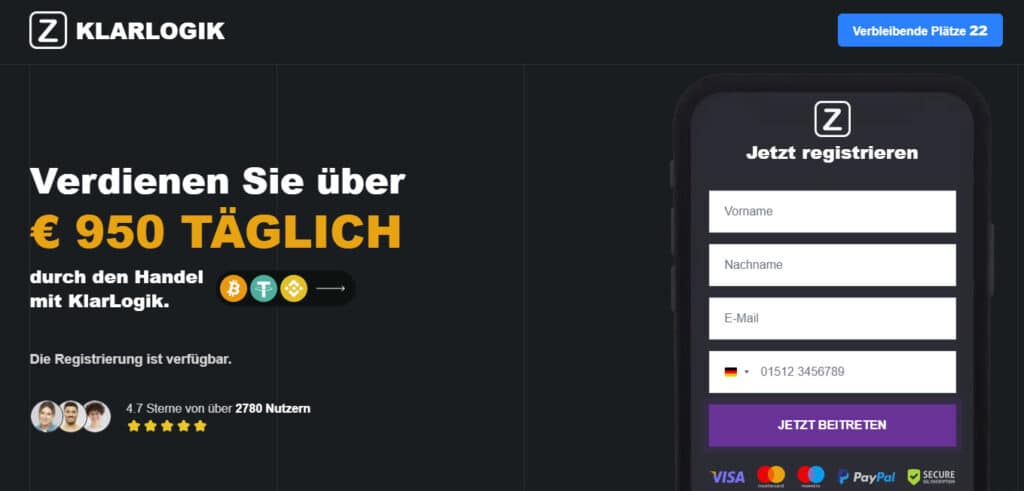 Screenshot der fraglichen Seite