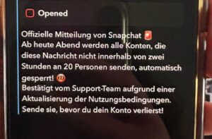 Screenshot der fraglichen Nachricht