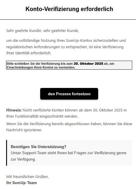 Screenshot der fraglichen Mail