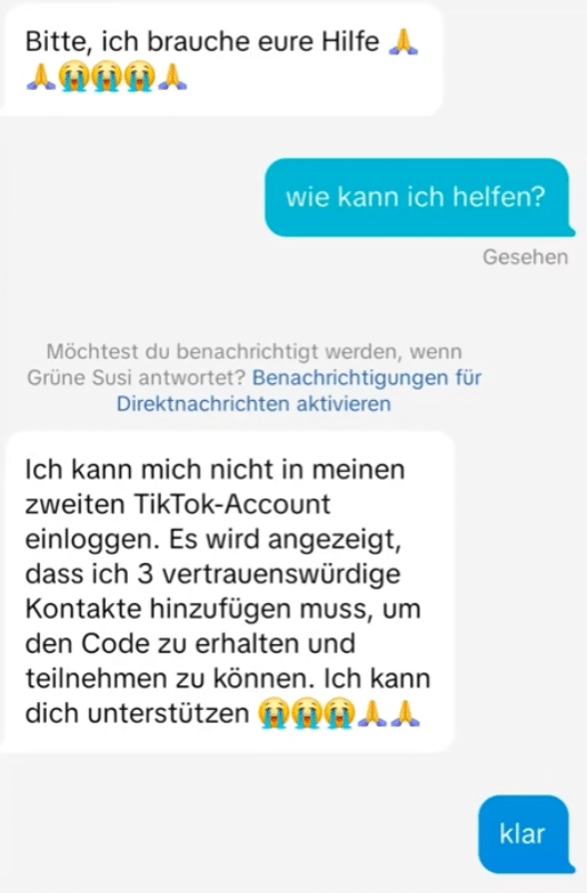 Neue Betrugswelle mit angeblichen Codes zur Kontowiederherstellung
