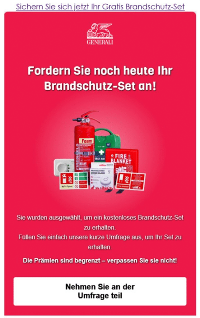 Screenshot der gefälschten Generali-Mail
