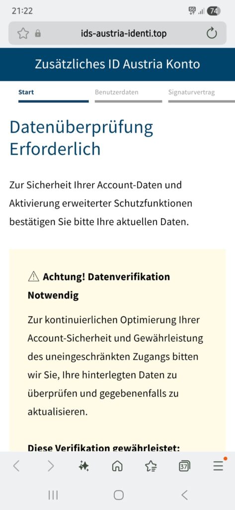 Gefälschte SMS zur ID Austria Warnung auf Mimikama.org