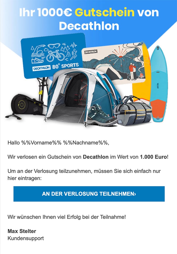 Decathlon: Screenshot der fraglichen Mail
