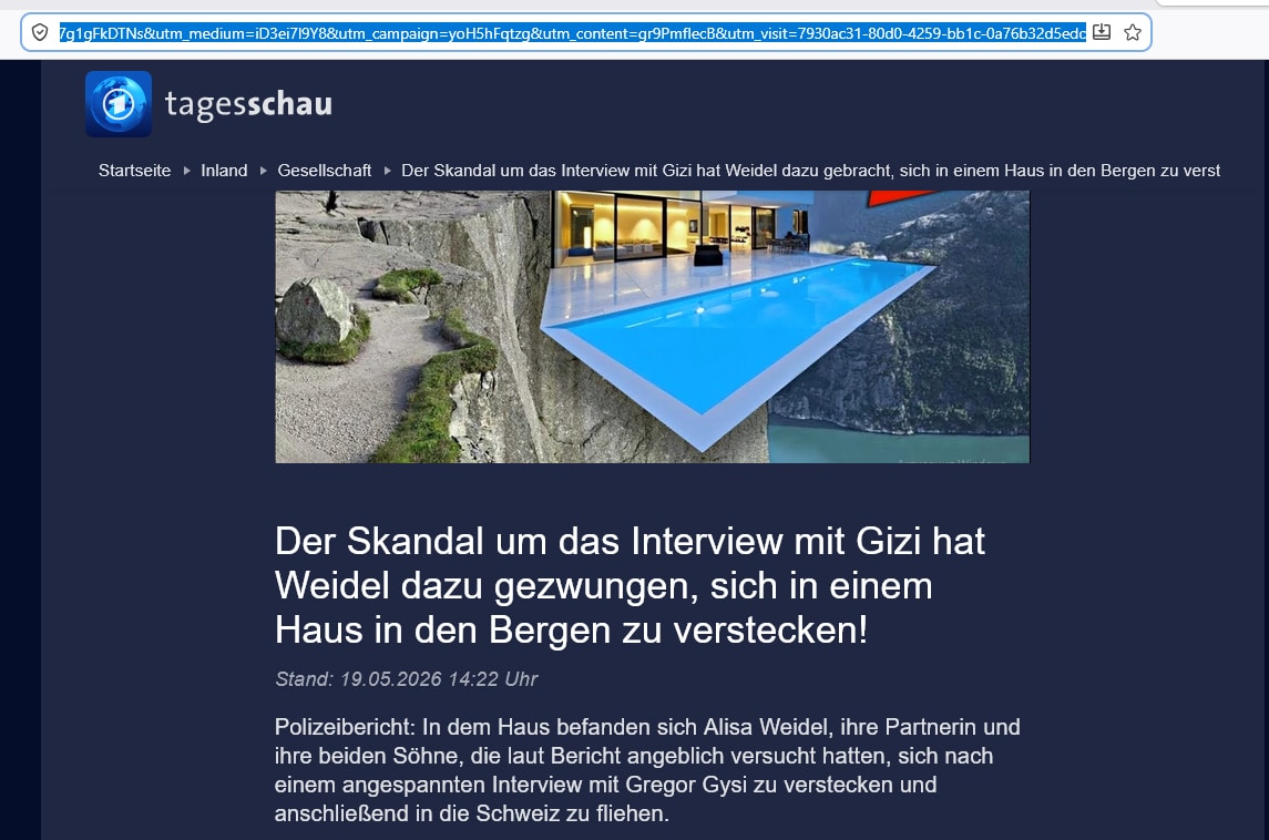 Screenshot: Tagesschau-Fake mit politischer Schlagzeile