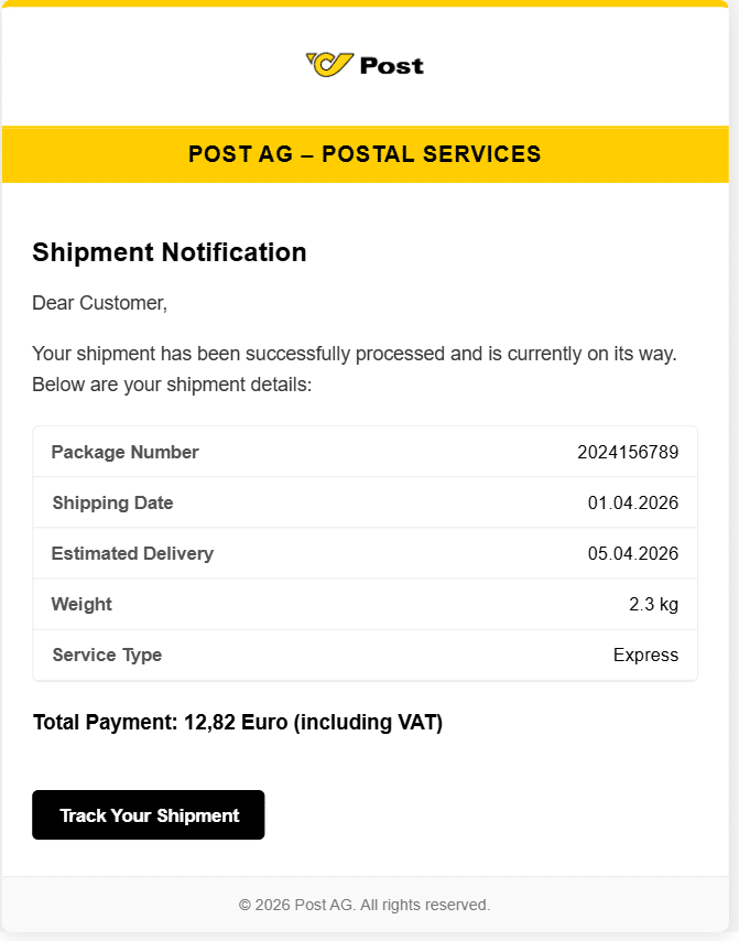 Screenshot: Post AG – Paketbetrug mit falscher Sendungsinfo