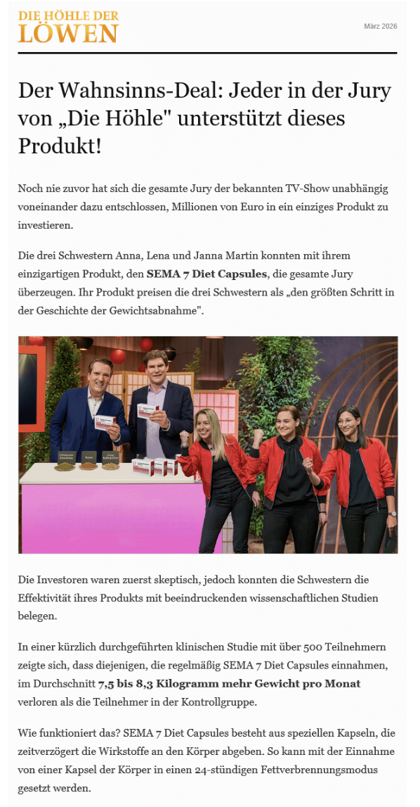 Screenshot: Fake-Werbung mit Höhle der Löwen
