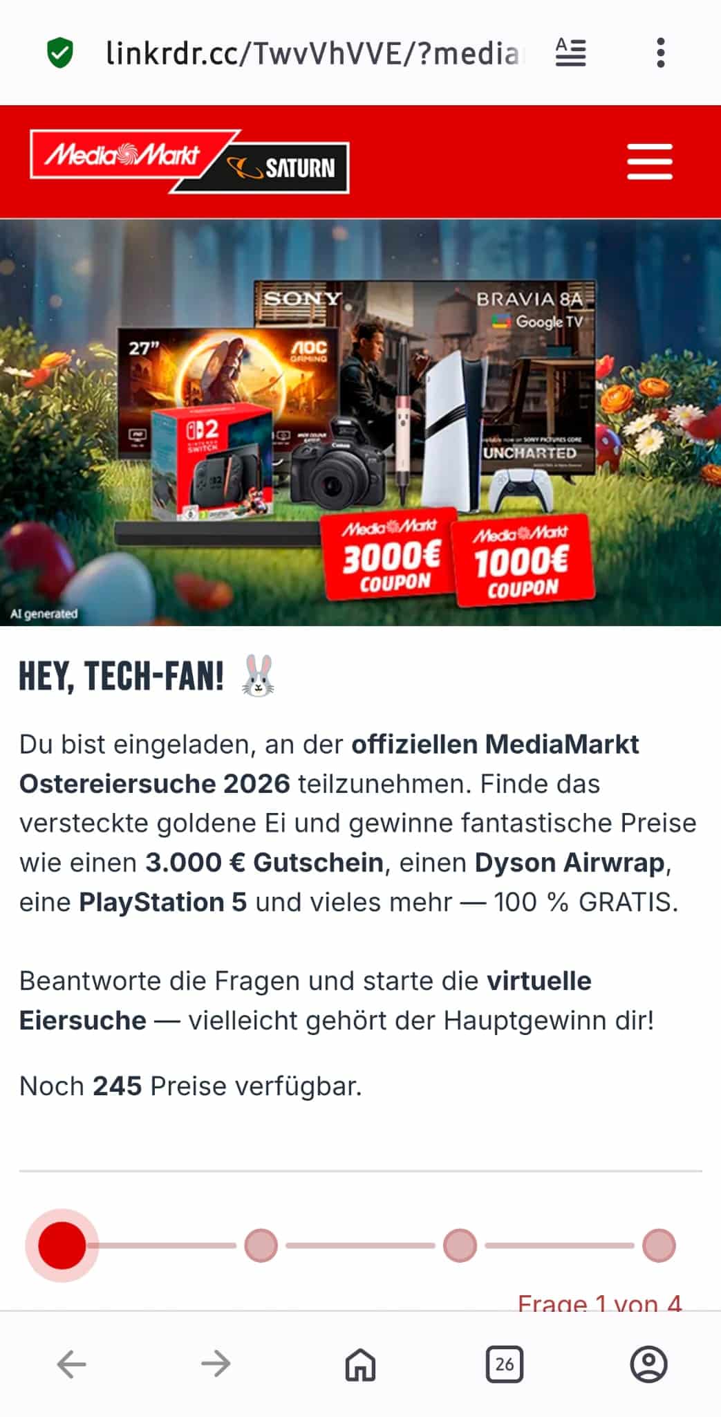 Fake-Gewinnspiel auf WhatsApp zur MediaMarkt-Ostereiersuche