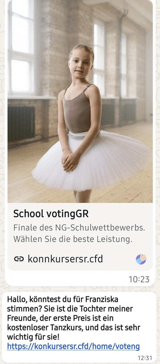 Screenshot: Fake-Abstimmung für „Franziska“ auf WhatsApp