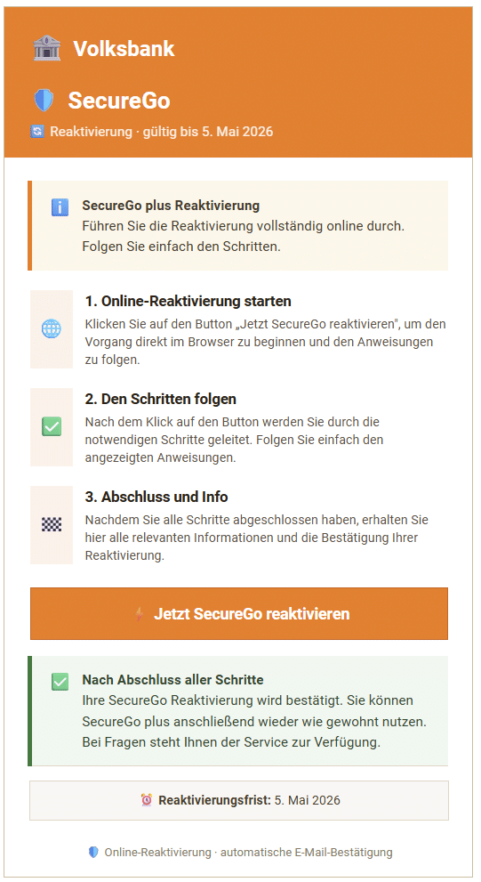 Screenshot: Online-Banking-Betrug Volksbank