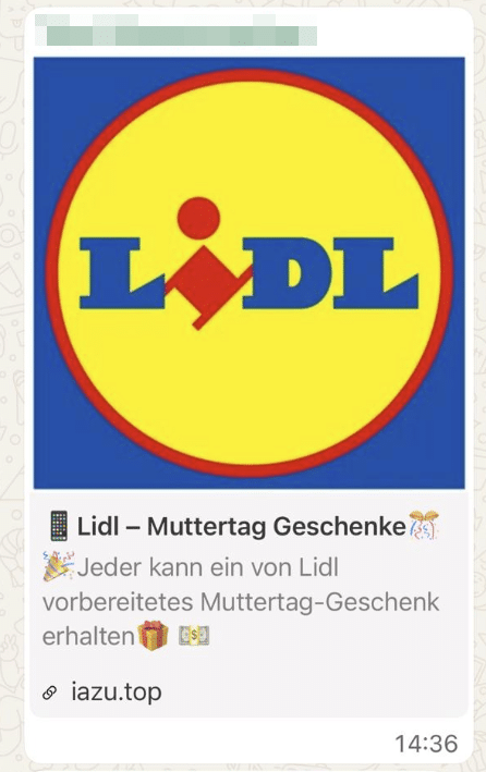 Screenshot: LIDL lockt mit 8000-Euro-Preis zum Muttertag