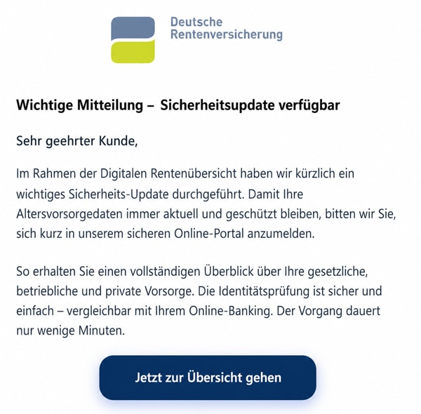 Fake-Sicherheitsupdate der Deutschen Rentenversicherung