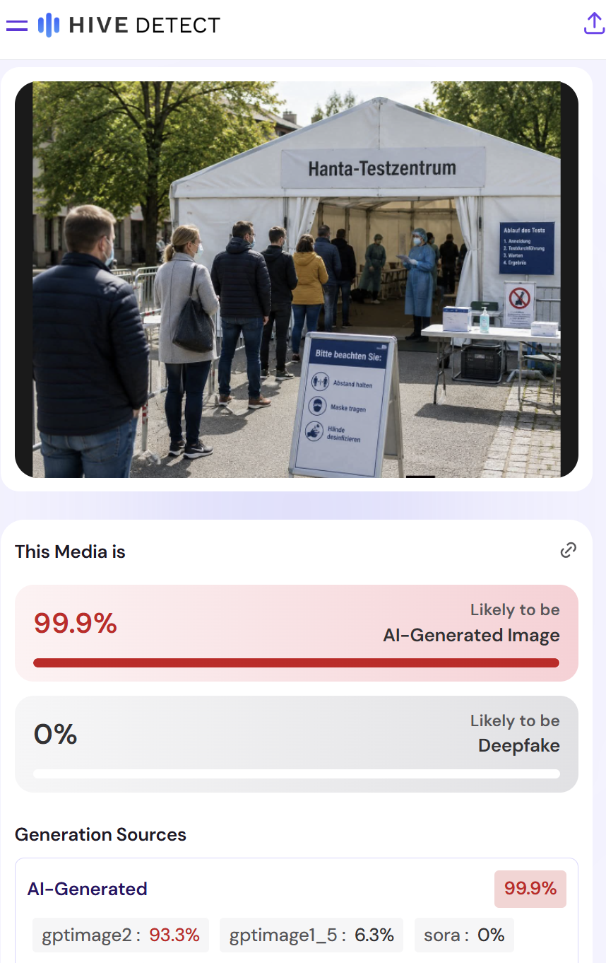 Ist das Hantavirus-Testzentrum-Bild echt?