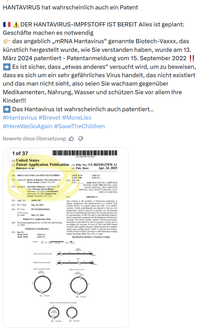 Ist das Hantavirus-Patent Beweis für eine Plandemie?