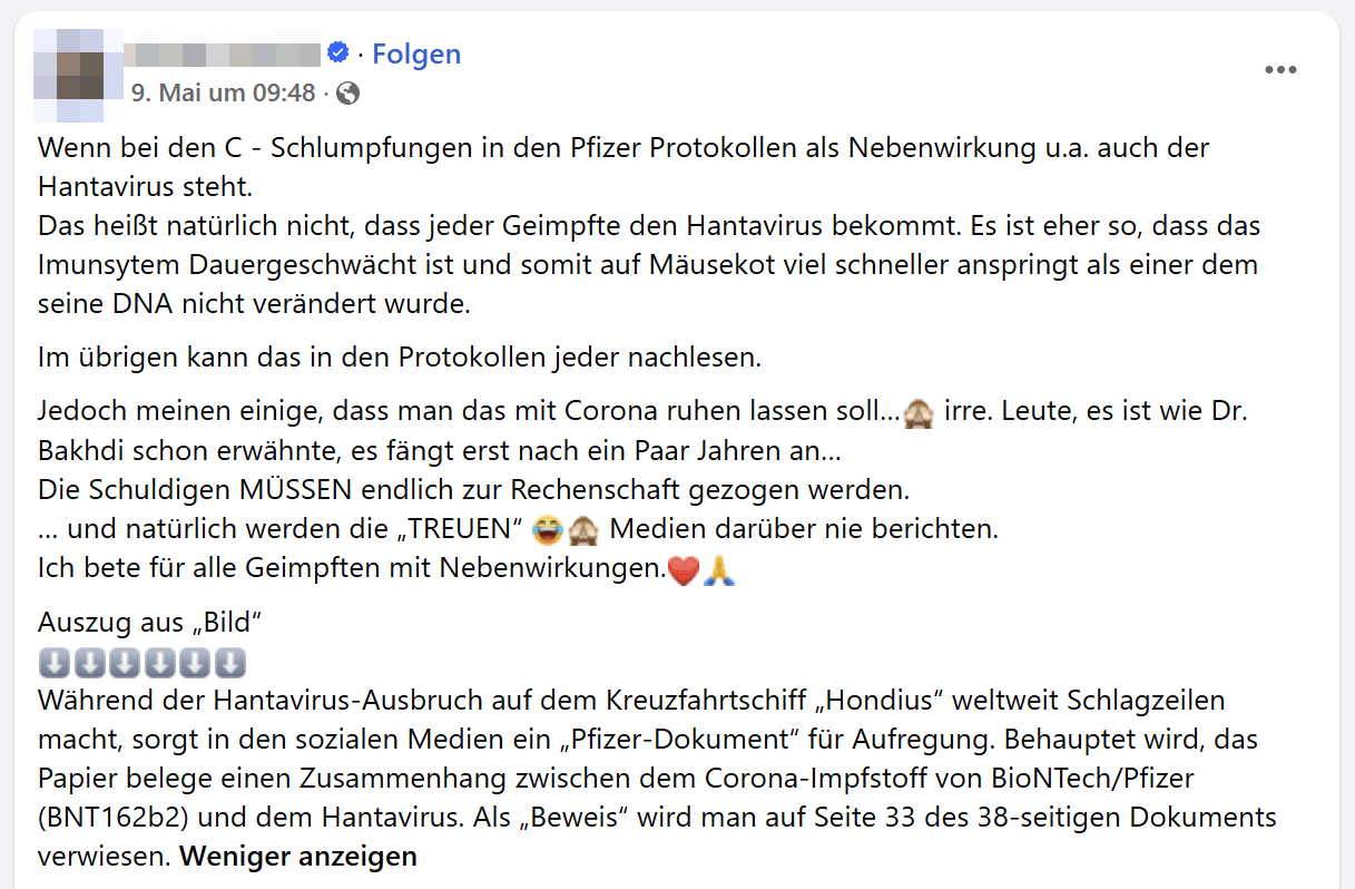 Ist Hantavirus eine Pfizer-Impfnebenwirkung?