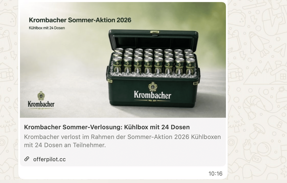 Krombacher, adidas, Puma: Echte Gewinnspiele via WhatsApp?