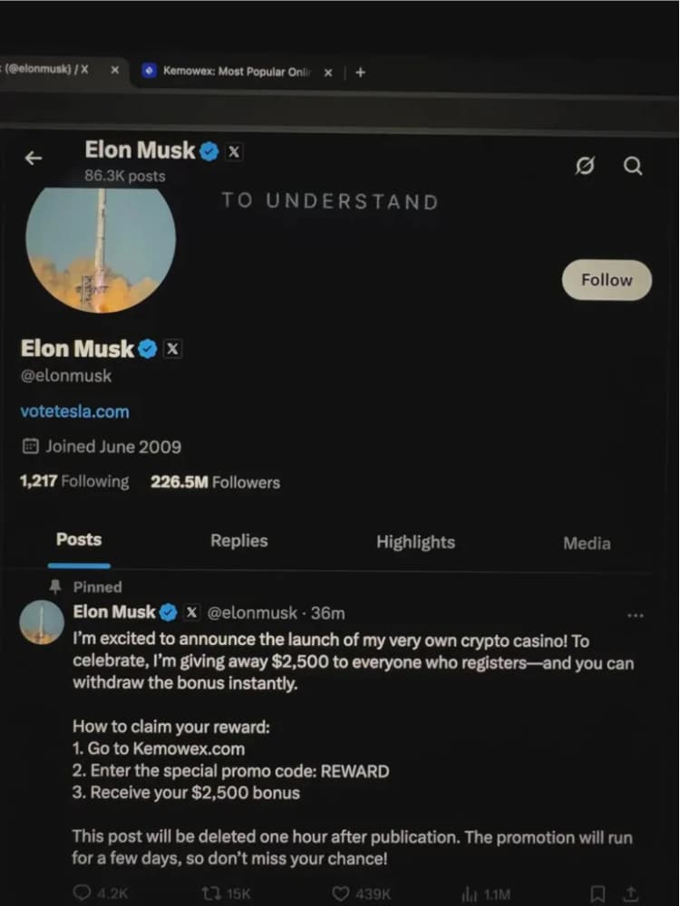 Bildschirmfoto eines angeblichen X-Posts, in dem Elon Musk "Kemowex" präsentiert.