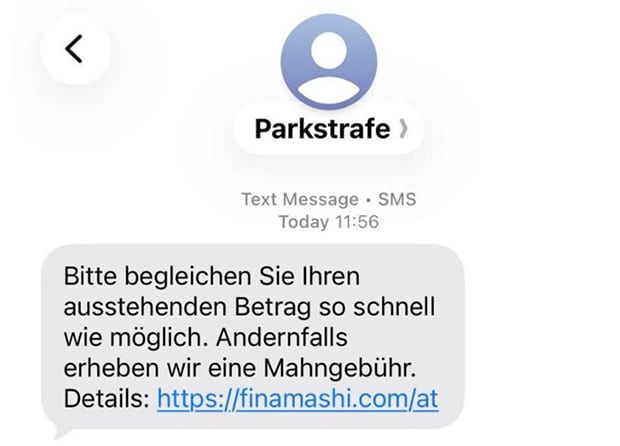 Screenshot: Parkstrafe per SMS: Betrug mit gefälschter Zahlungsseite