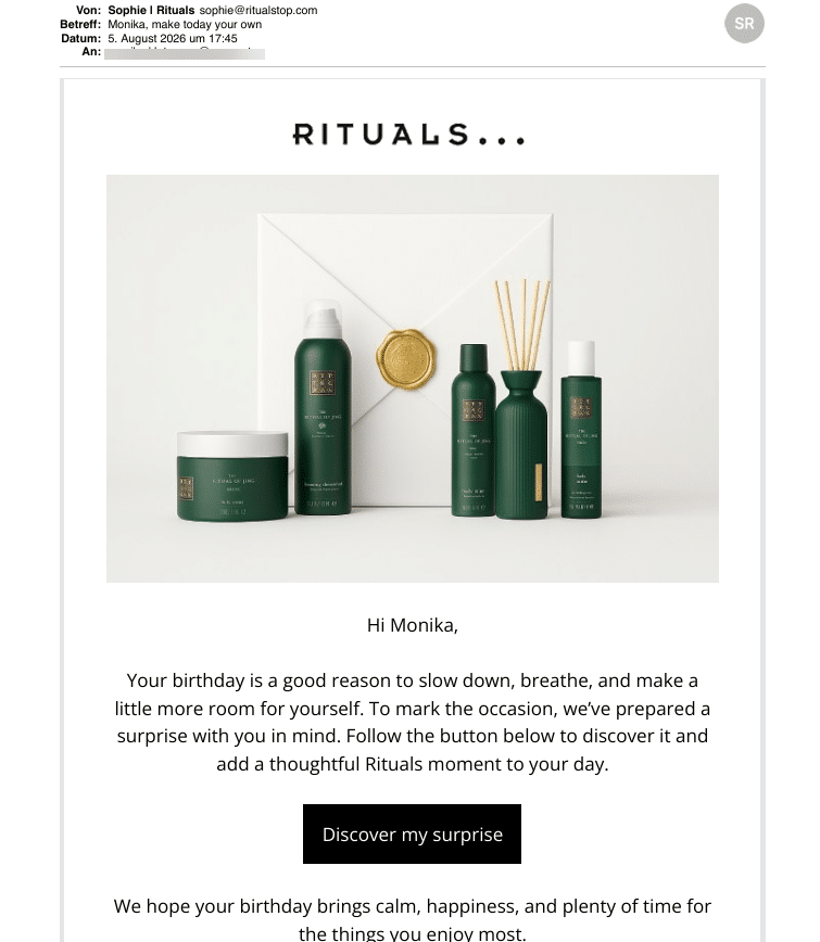 Kreditkartenfalle mit Rituals Geschenk