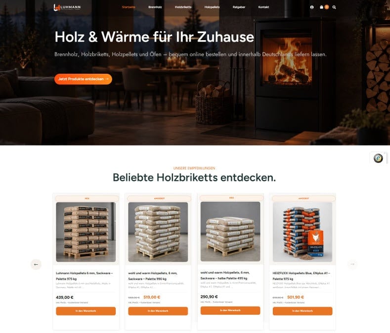 Screenshot: Verdächtige Holzhandel-Website: luhmann-holzhandel.de