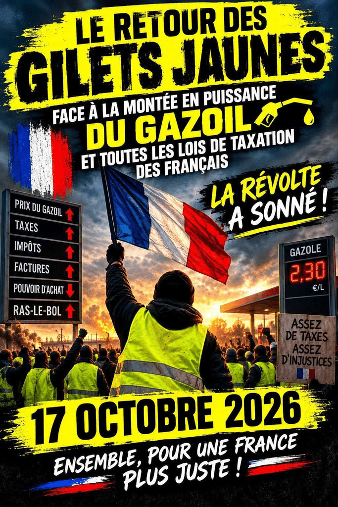 KI‑Plakate verbreiten angeblich «offiziellen» Gelbwesten‑Termin am 17. Oktober