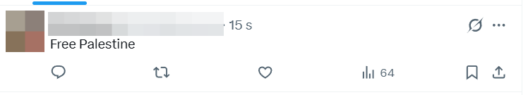 Eigener Testbeitrag mit dem normal geschriebenen Text Free Palestine ohne blaue Striche.