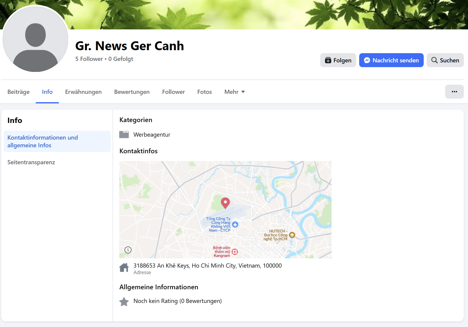 Info-Bereich der Seite Gr. News Ger Canh